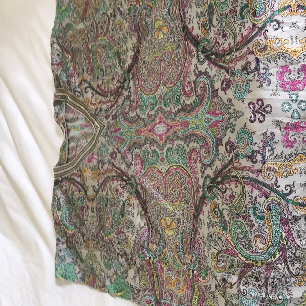 One size embellished paisley print poncho top